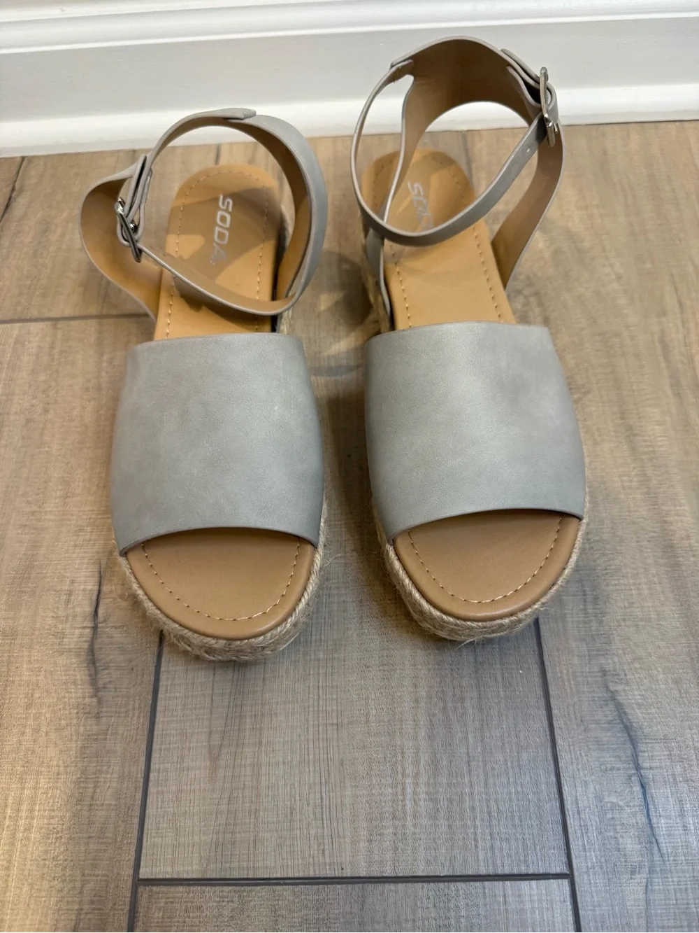 Soda Light Gray Espadrille Flatform Sandals
